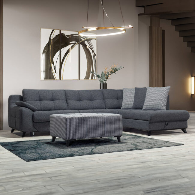 Damla Sofa Corneer with Pouf