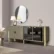 DaVinci Sideboard in Taupe veneer with round mirror in a modern living room – Asbar Furniture