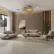 Avorio living room set with two beige boucle sofas and accent armchair