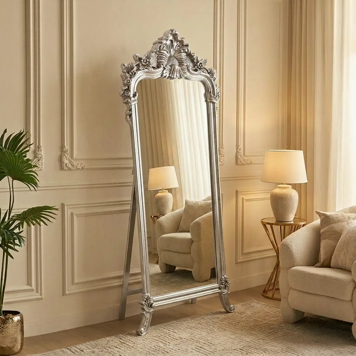 Floor Mirror Classic Silver