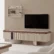 Estella TV Unit in Cream with fluted drawers and Walnut top frame in a living room – Asbar Furniture
