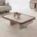 Estella Coffee Table with Marble-effect top and Walnut frame on curved base – Asbar Furniture