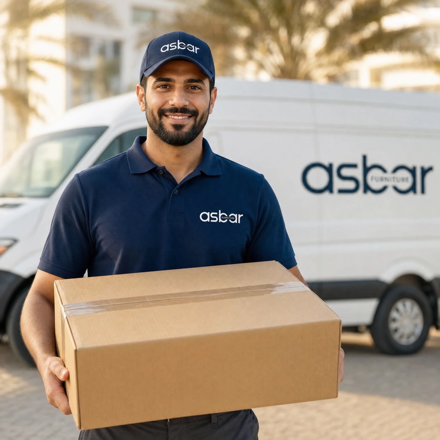 Asbar Furniture delivery team with the Asbar van